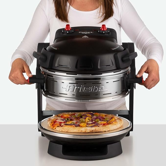 Forno de Pizza Ariete Elétrico Duplo para 2 pizzas em 4 minutos com pedras refratárias antiaderente