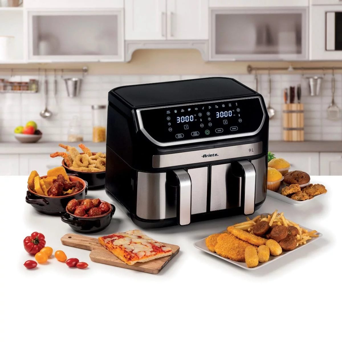 Fritadeira Air Fryer Digital Dual 9L Metal Ariete Cesto Duplo