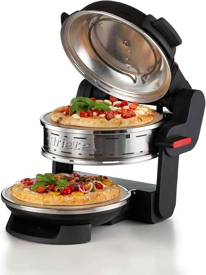 Forno de Pizza Ariete Elétrico Duplo para 2 pizzas em 4 minutos com pedras refratárias antiaderente