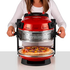 Forno de Pizza Ariete Elétrico Duplo para 2 pizzas em 4 minutos com pedras refratárias antiaderente vermelho