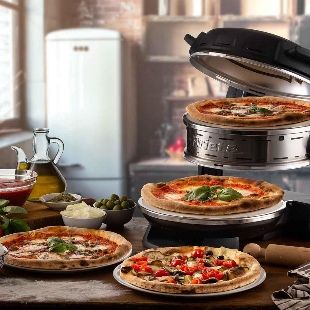 Forno de Pizza Ariete Elétrico Duplo para 2 pizzas em 4 minutos com pedras refratárias antiaderente