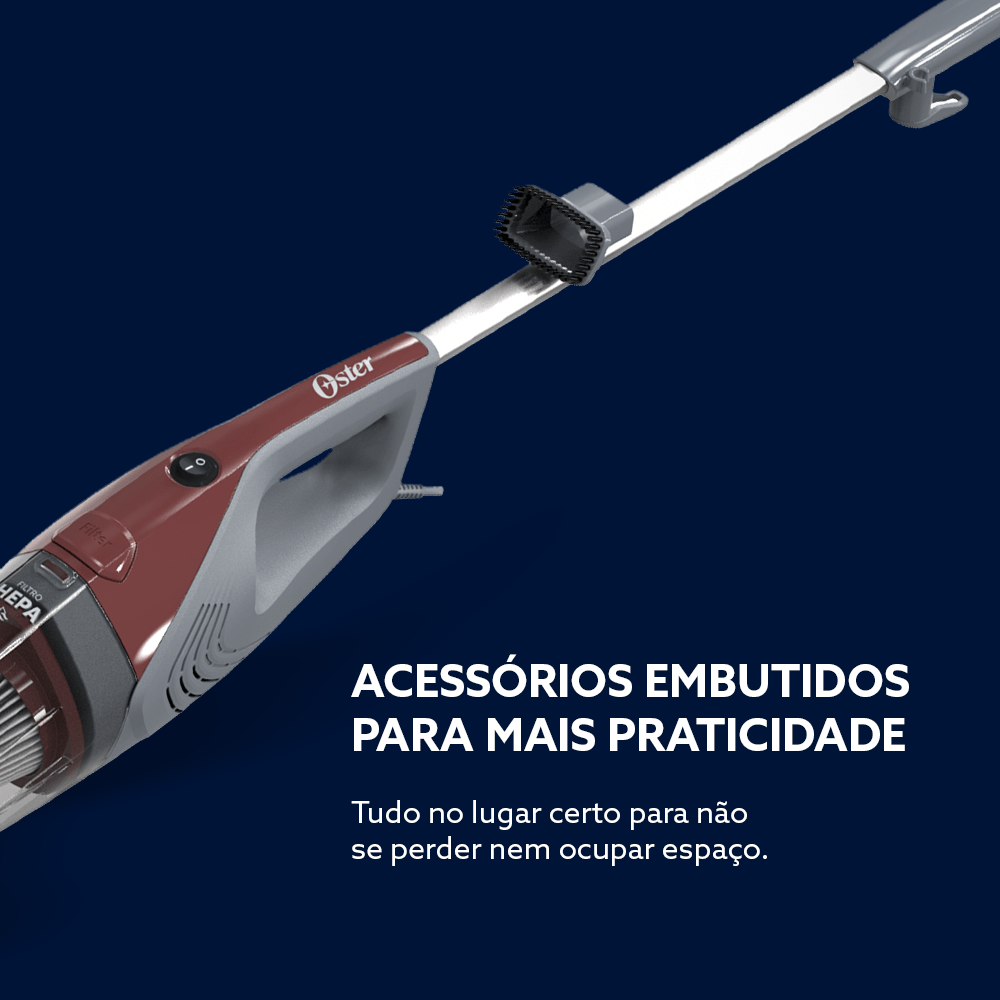 Aspirador de Pó Vertical Oster Stick 2 em 1 600W Filtro HEPA 1L