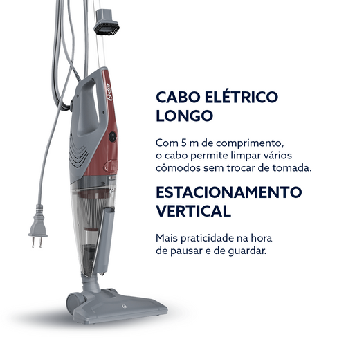 Aspirador de Pó Vertical Oster Stick 2 em 1 600W Filtro HEPA 1L