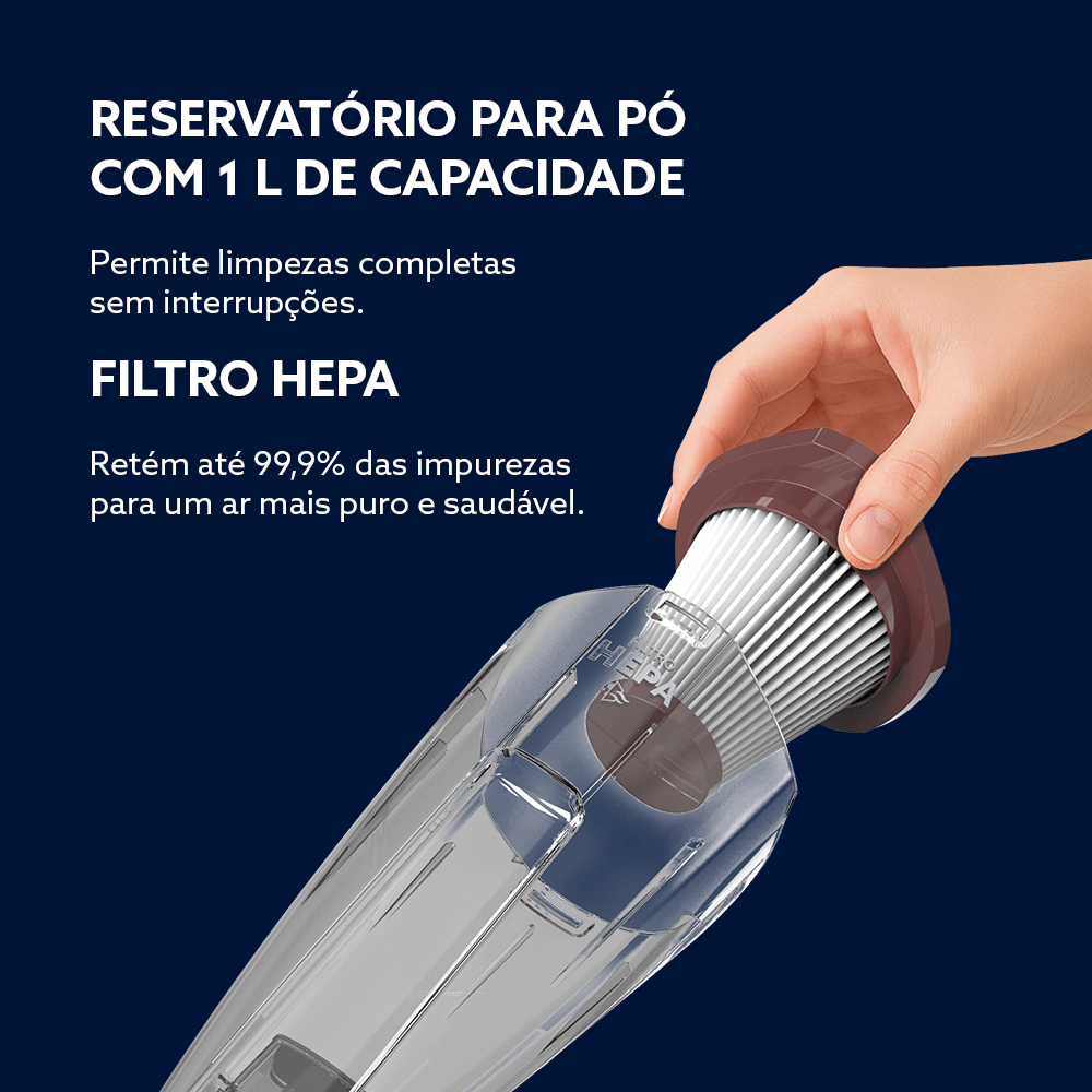 Aspirador de Pó Vertical Oster Stick 2 em 1 600W Filtro HEPA 1L